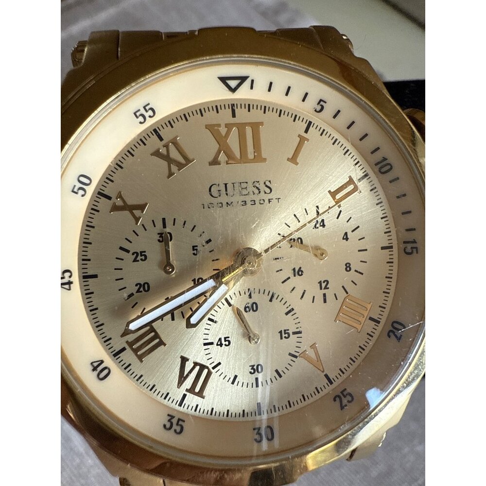 Guess Gold-Tone Stainless Steel Chronograph 100M Water Resistant Mens Watch
